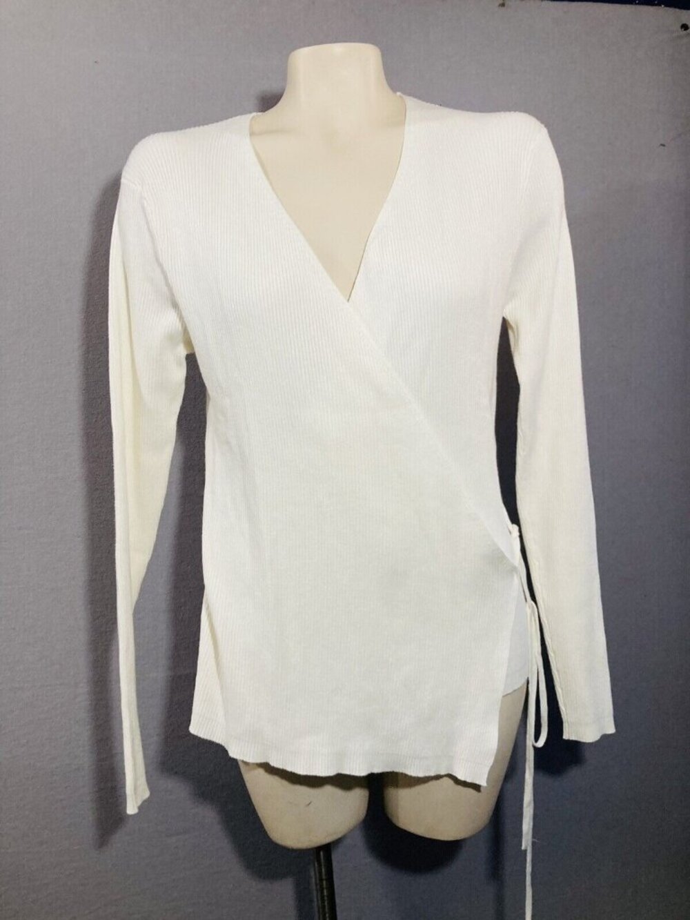 Native Youth Wrap Sweater Long Sleeve White Size 18 Ballet Core Cozy - Picture 1 of 4